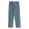 Valentino Five-pocket Denim Trousers Featuring Button Embellishments In Blue