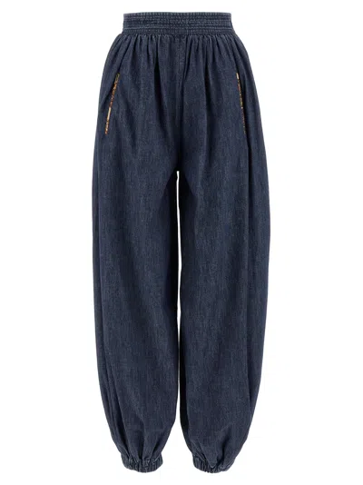 Valentino Chambray Denim Pants Elastic Cuffs