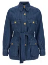 Valentino Denim Safari Jacket In Blue