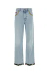 Valentino Womens Denim Blu Lav Chiaro Embroidered Straight-leg Denim Jeans