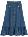 Valentino Garavani Blue Denim Cotton Skirt