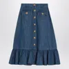 Valentino Garavani Blue Denim Cotton Skirt