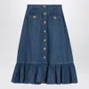Valentino Garavani Denim Midi Skirt In Blue