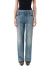 Valentino High Rise Viscose Straight Jeans In Blue