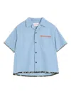 Valentino Garavani Denim Bowling Shirt With Floral Trim
