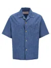 Valentino Garavani Oversized Denim Shirt With Button Closure In Blue