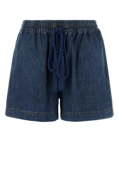 Valentino Garavani Denim Shorts In Blue