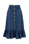 Valentino Garavani Denim Midi Skirt In Blue