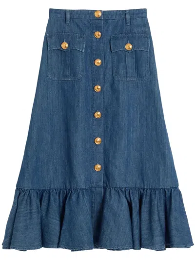 Valentino Garavani Denim Skirt In Blue