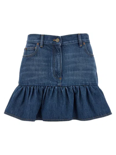 Valentino Garavani Denim Skirt In Blue