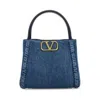 Valentino Garavani Denim Small Alltime Handbag In Blue