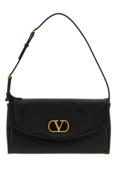 Valentino Garavani Devain Nappa Leather Shoulder Handbag 25cm X 13cm X 4cm In Black