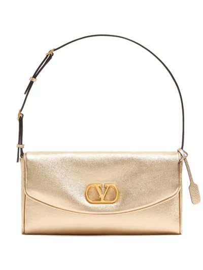 Valentino Garavani Devain Small Leather Shoulder Bag In Gold