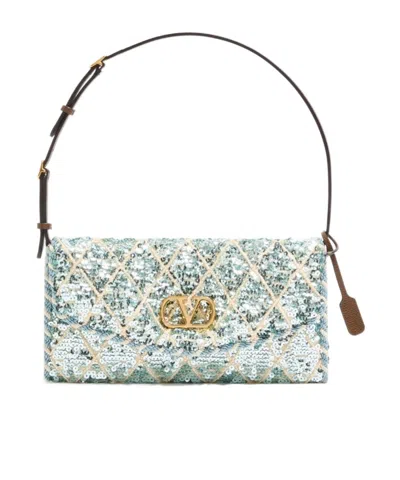 Valentino Garavani Devain Small Shoulder Bag With Rhombelle Embroidery In Pattern