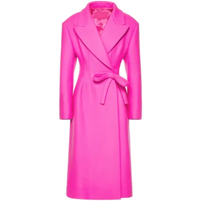 Valentino Garavani Diagonal Bow-detail Long Coat In Blue