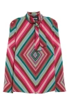 Valentino Women's Printed Crepe Shirt In Pink Multicolor