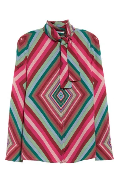 Valentino Bow Detail High Neckline Long Sleeves Shirt In Multicolor