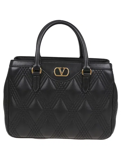 Valentino Garavani Diamond-quilted Black Calfskin Shoulder Bag