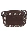Valentino Garavani Dome-shaped Crossbody Bag With Metallic Eyelets And Adjustable Strap In Brown