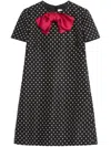 Valentino Polka Dot Mini Dress With Bow In Black