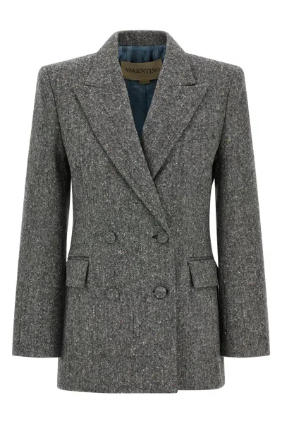 Valentino Garavani Blazer Mit Doppelknopfleiste In Gray