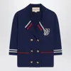 Valentino Blue Double-breasted Wool Cardigan In Blue
