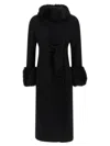 Valentino Womens Nero Fur-embellished Belted Wool And Cashmere Wool Coat In Black