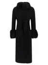 Valentino Womens Nero Fur-embellished Belted Wool And Cashmere Wool Coat In Black