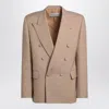 Valentino Double-breasted Jacket Camel Light In Wool
