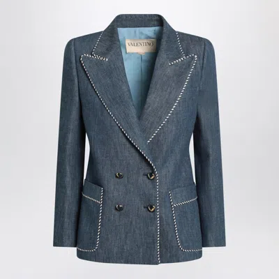 VALENTINO VALENTINO GARAVANI DOUBLE-BREASTED JACKET IN CHAMBRAY DENIM