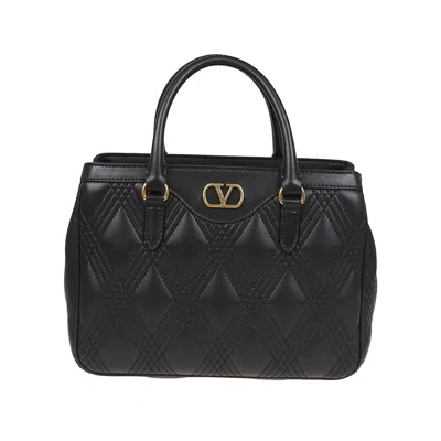 Valentino Garavani Double Handle Bag Quiltie 67 In Black