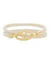 Valentino Garavani Women Double Twist Leather Bracelet With Vlogo In Beige