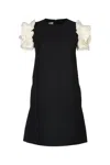 Valentino Dress With Round Neckline And Ruffled Sleeves