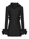 Valentino Besticktes Kurzes Crepe Couture Kleid Frau Schwarz 38