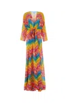 Valentino Chevron 24 Muslin Abendkleid Frau Multicolor 38