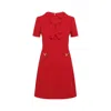Valentino Fitted Red Dress With Decorative Bows