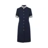 Valentino Structured Midi Dress With High Collar In Blue