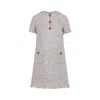 Valentino Womens Multicolor. Embellished Short-sleeves Woven Mini Dress
