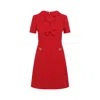 Valentino Fitted Red Dress With Decorative Bows In Red