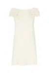 Valentino Ruffled Wool And Silk-blend Crepe Mini Dress In Beige