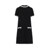 Valentino Tweed Embroidered Mini Dress With Patch Pockets In Black