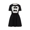 Valentino Double-bow Mini Dress In Wool In Black