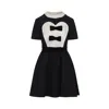 Valentino Double-bow Mini Dress In Wool In Black