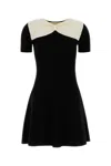 Valentino Viscose Blend Mini Dress Fitted Waist In Black