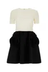 Valentino Appliquéd Two-tone Wool And Silk-blend Mini Dress In Multicoloured