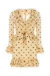 Valentino Belted Ruffled Polka-dot Wool And Silk-blend Mini Dress In Printed