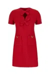 Valentino Fitted Red Dress With Decorative Bows In Red