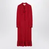 Valentino Ruffled Midi Dress In Red
