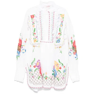 Valentino Garavani Mini Dress With Floral Embroidery In White