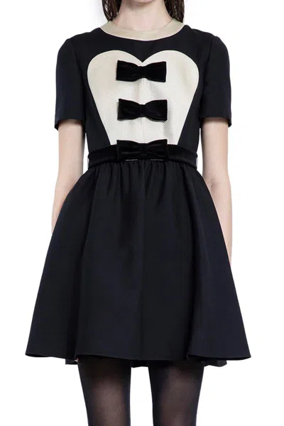 Valentino Crêpe Couture Mini Dress With Bows In Black